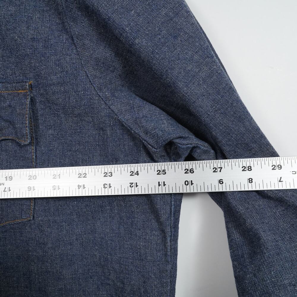 Vintage 70s Levi’s Orange Tab Denim Chore Work Shirt XL Made in USA Indigo - Picture 6 of 12